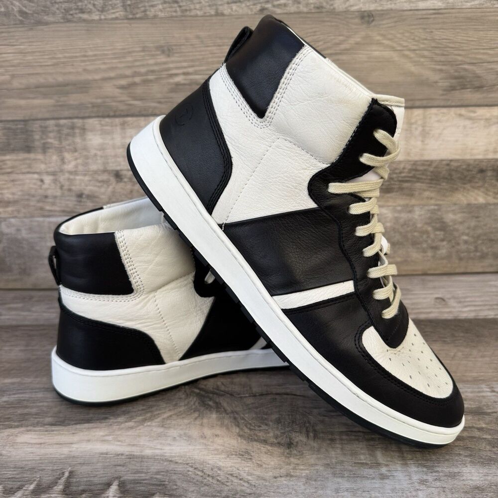 Collegium Destroyer High Nero Bianco Black White Leather Sneakers Size 46 Italy